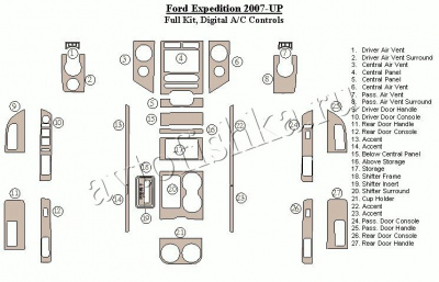 Декоративные накладки салона Ford Expedition 2007-н.в. полный набор, авто AC Control